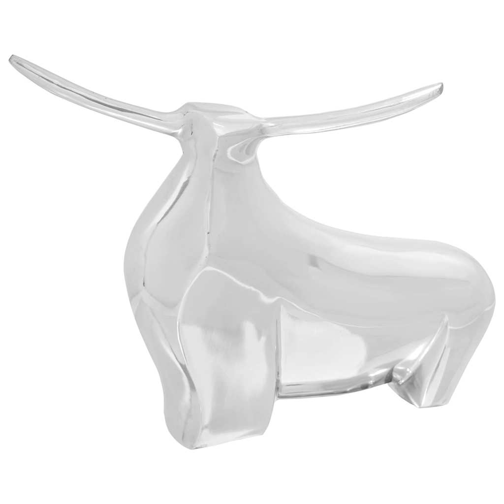vidaXL Rzeźba byka Srebrny 37 x 44 x 17 cm Aluminium