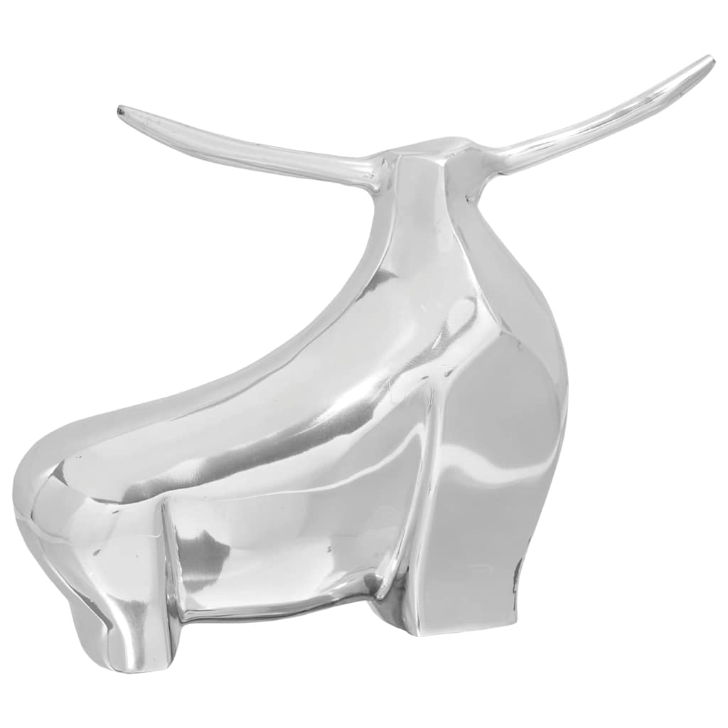 vidaXL Rzeźba byka Srebrny 37 x 44 x 17 cm Aluminium