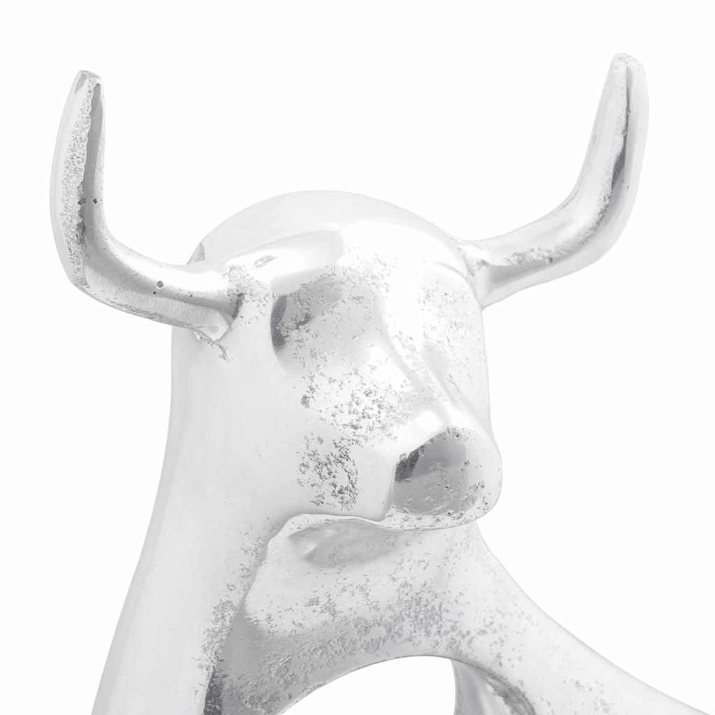 vidaXL Rzeźba byka Srebrny 22 x 9,5 x 34 cm Aluminium