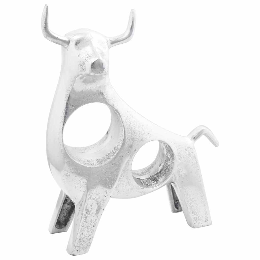 vidaXL Rzeźba byka Srebrny 22 x 9,5 x 34 cm Aluminium