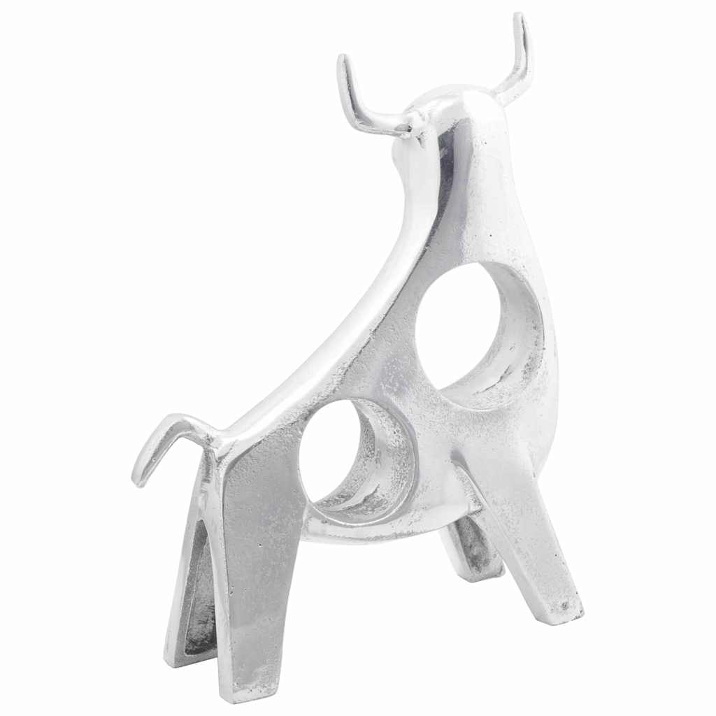vidaXL Rzeźba byka Srebrny 22 x 9,5 x 34 cm Aluminium