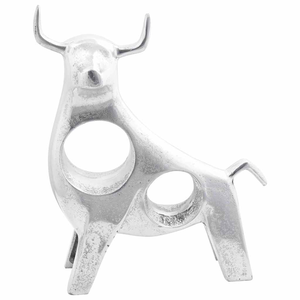 vidaXL Rzeźba byka Srebrny 22 x 9,5 x 34 cm Aluminium