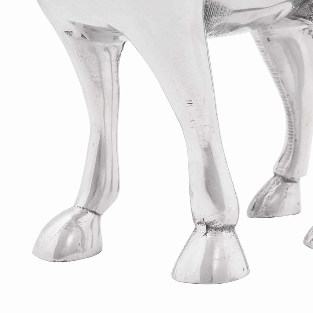 vidaXL Rzeźba byka Srebrny 20 x 17 x 23 cm Aluminium