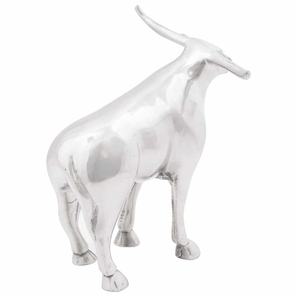 vidaXL Rzeźba byka Srebrny 20 x 17 x 23 cm Aluminium