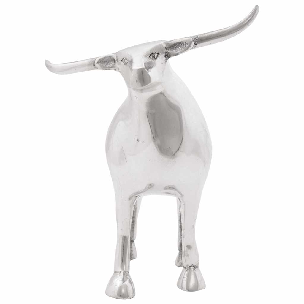 vidaXL Rzeźba byka Srebrny 20 x 17 x 23 cm Aluminium