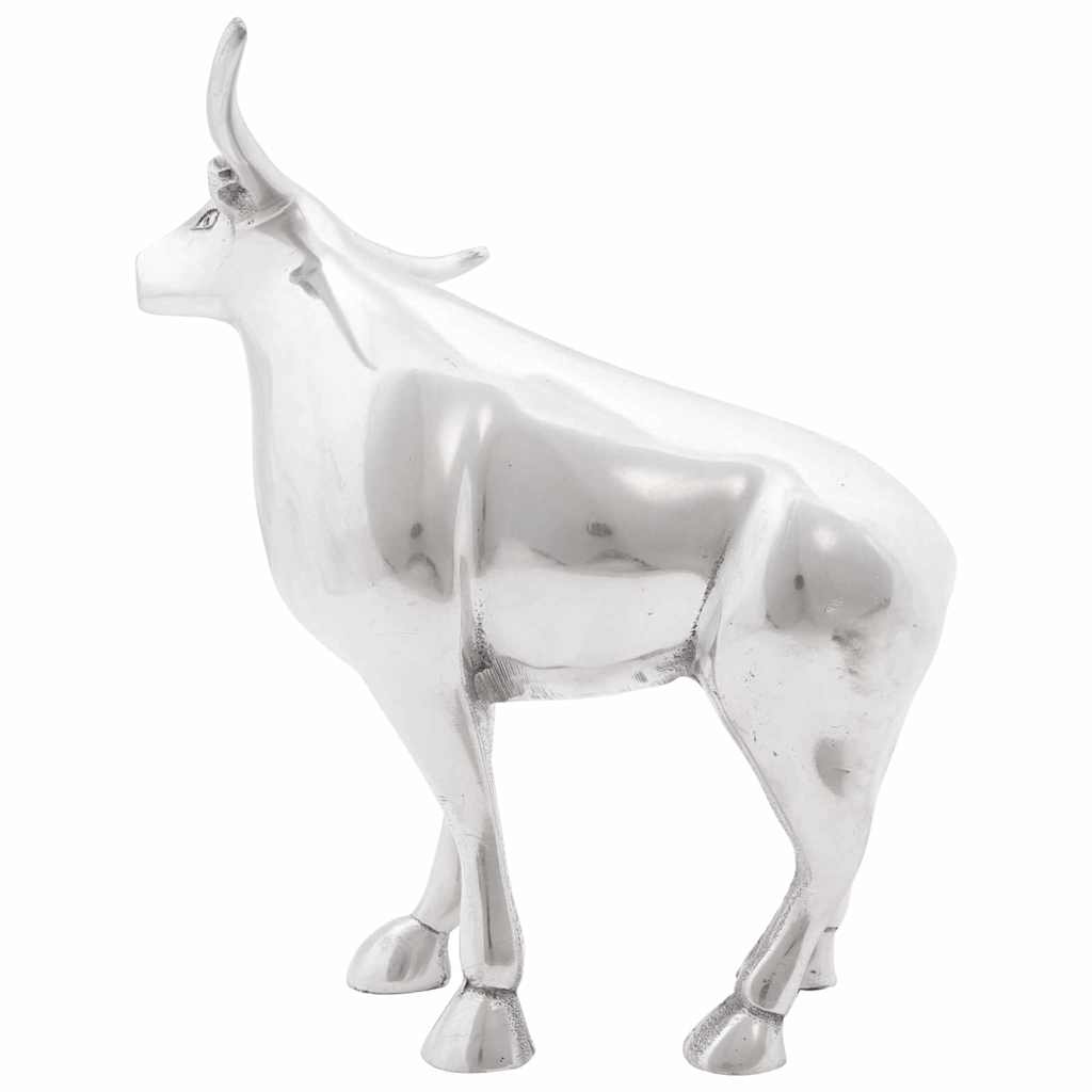 vidaXL Rzeźba byka Srebrny 20 x 17 x 23 cm Aluminium