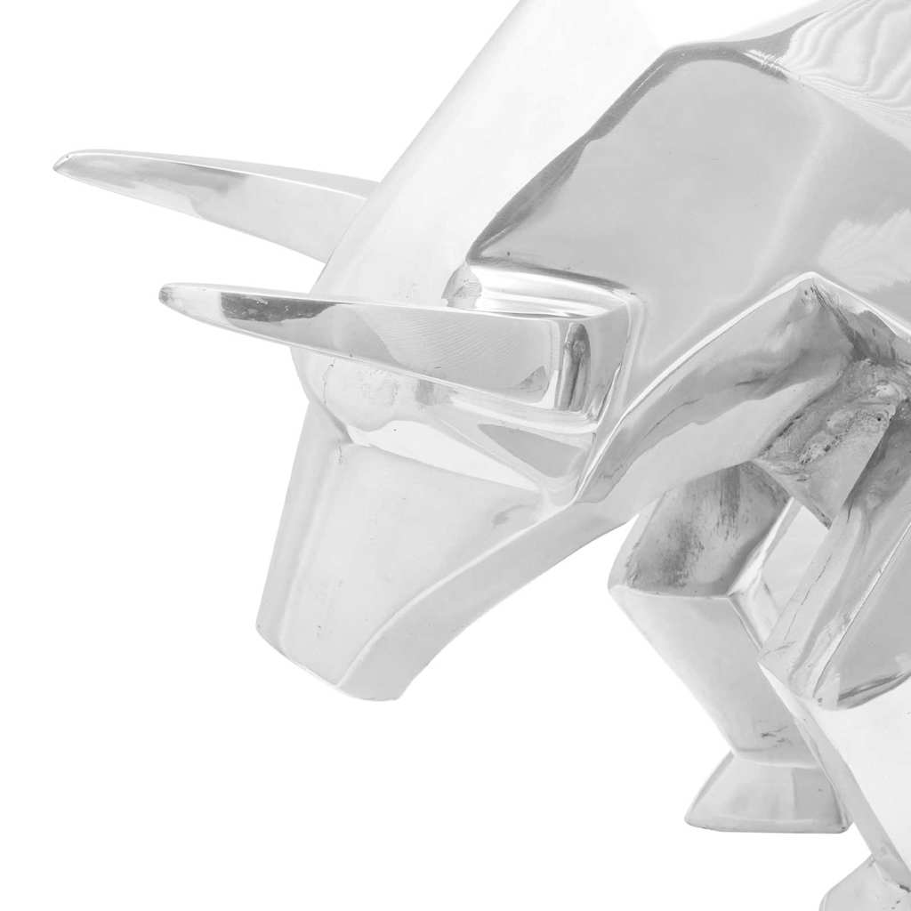 vidaXL Rzeźba byka Srebrny 74 x 23 x 30 cm Aluminium