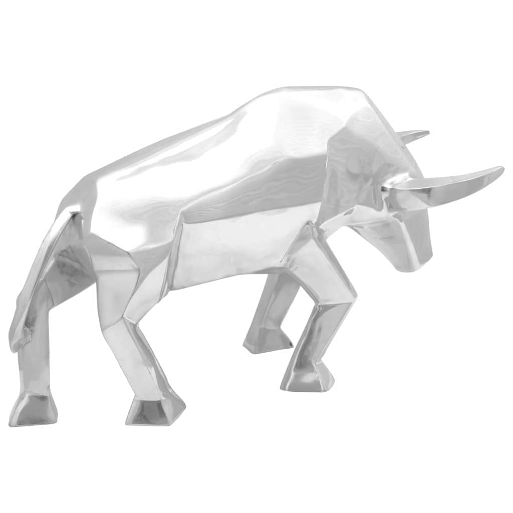vidaXL Rzeźba byka Srebrny 74 x 23 x 30 cm Aluminium