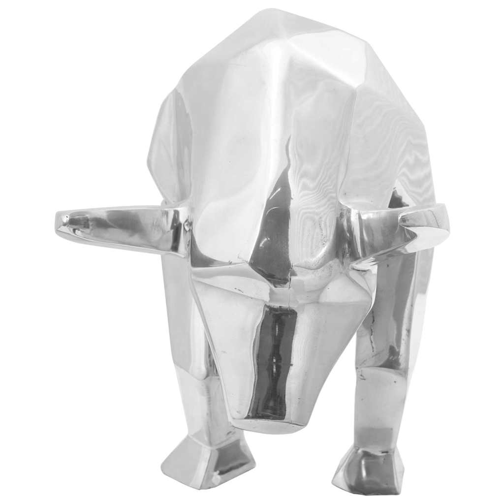 vidaXL Rzeźba byka Srebrny 74 x 23 x 30 cm Aluminium