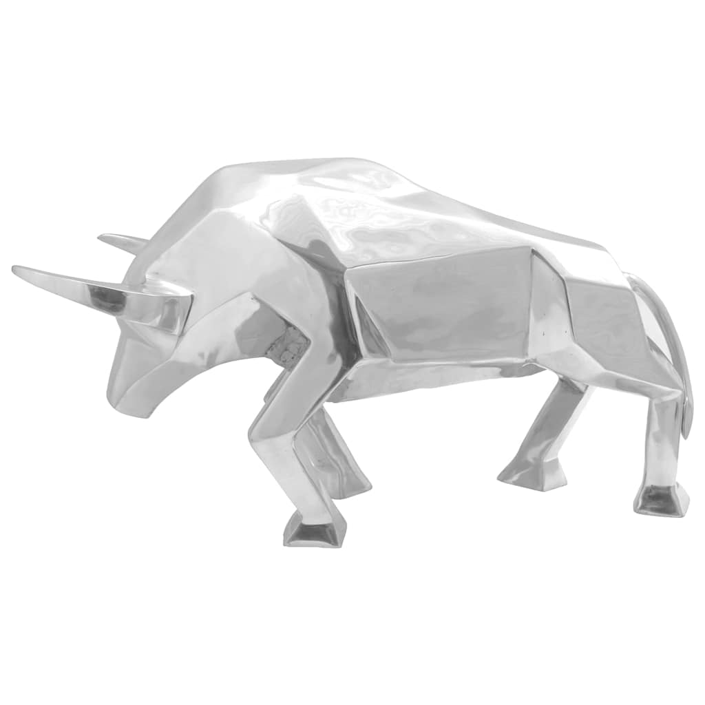 vidaXL Rzeźba byka Srebrny 74 x 23 x 30 cm Aluminium