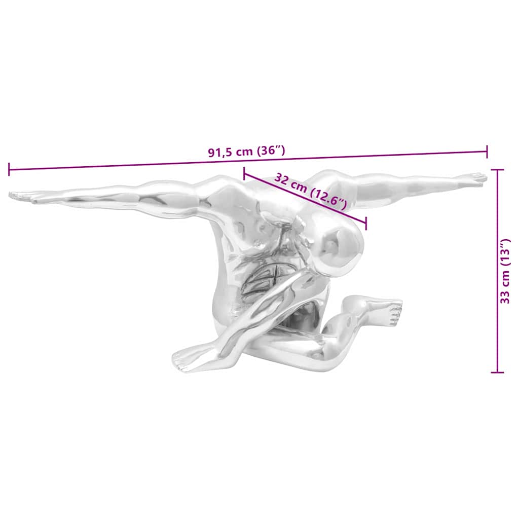 vidaXL Rzeźba Srebrny 91,5 x 32 x 33 cm Aluminium