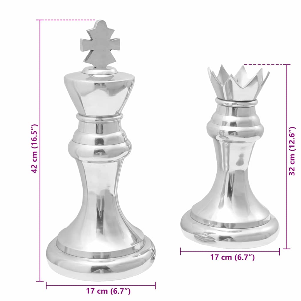 vidaXL Rzeźby 2 pcs Srebrny 17 x 17 x 42 cm Aluminium