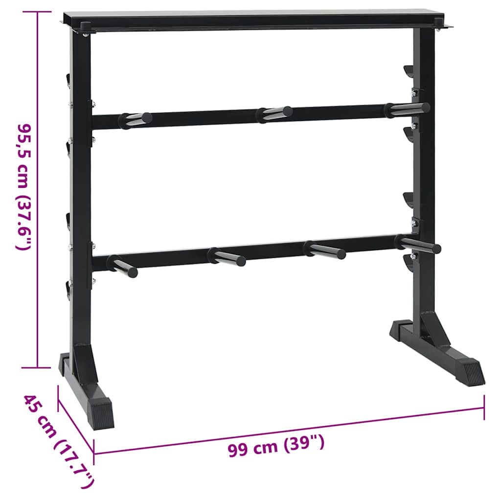 vidaXL Stojak na hantle Czarny 99 x 45 x 95,5 cm