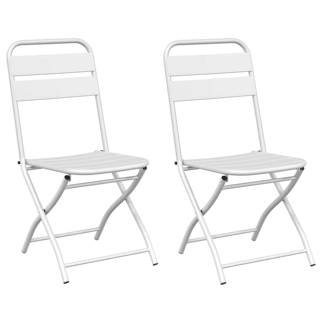 vidaXL Składane krzesło ogrodowe 2 pcs Biały 42 x 52 x 82cm