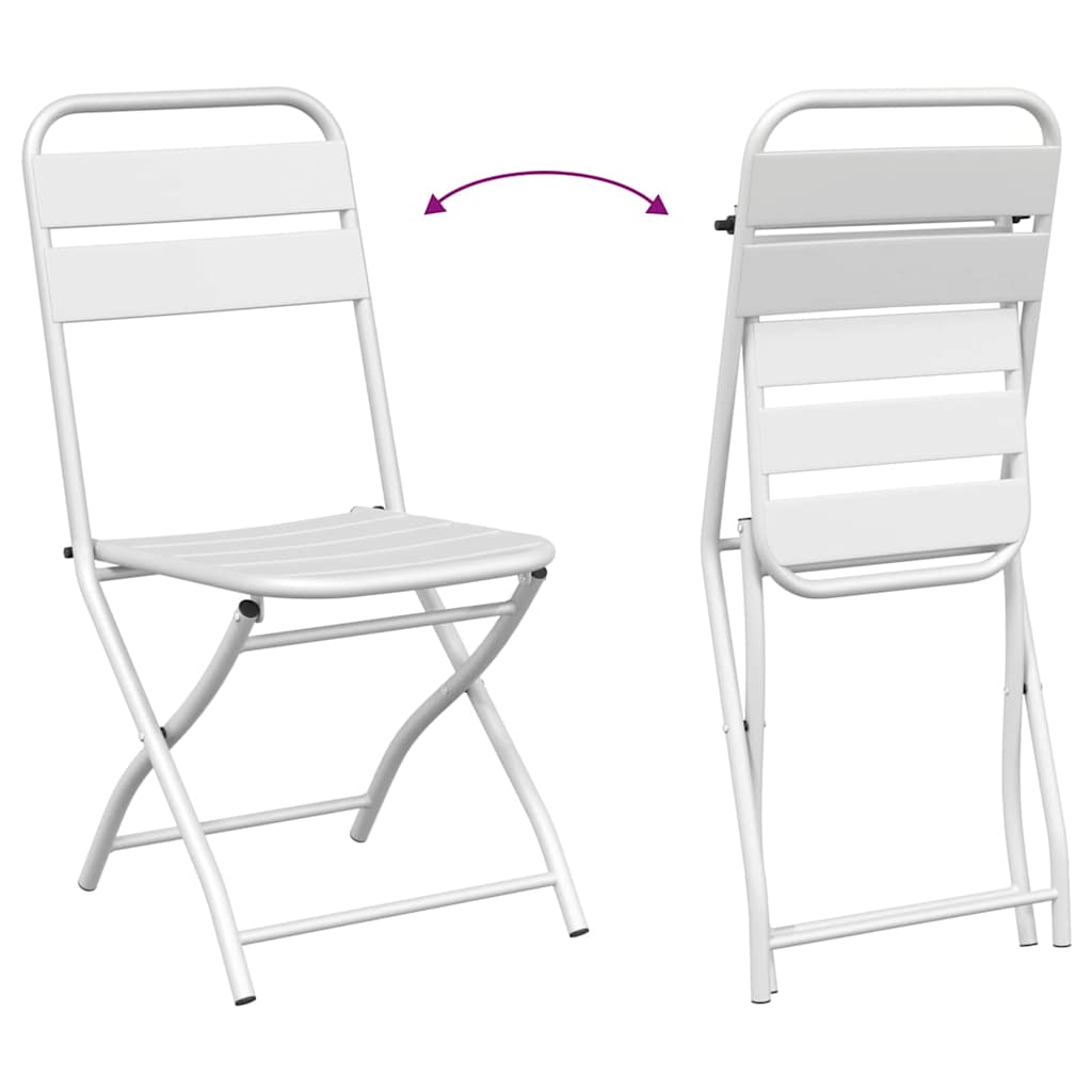 vidaXL Składane krzesło ogrodowe 2 pcs Biały 42 x 52 x 82cm