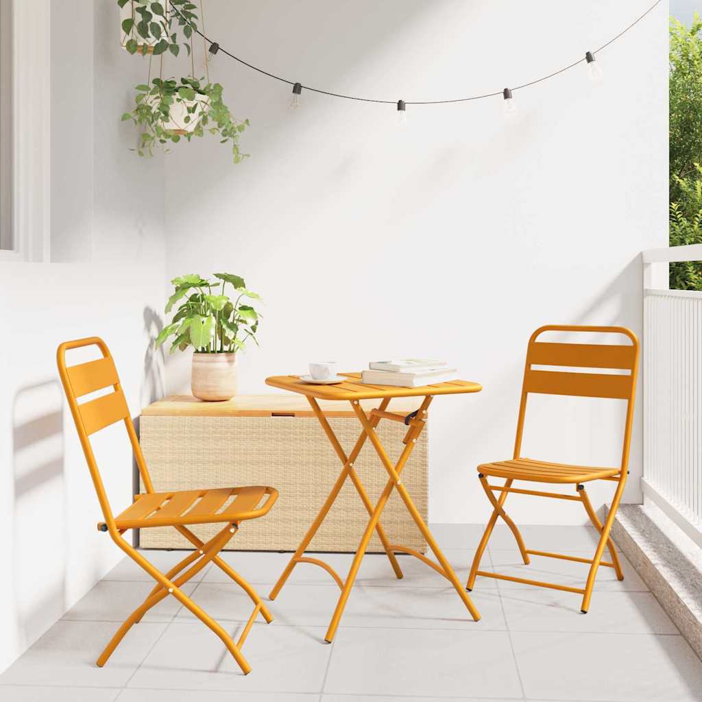 vidaXL Składane krzesło ogrodowe 2 pcs Musztardowy 42 x 52 x 82cm