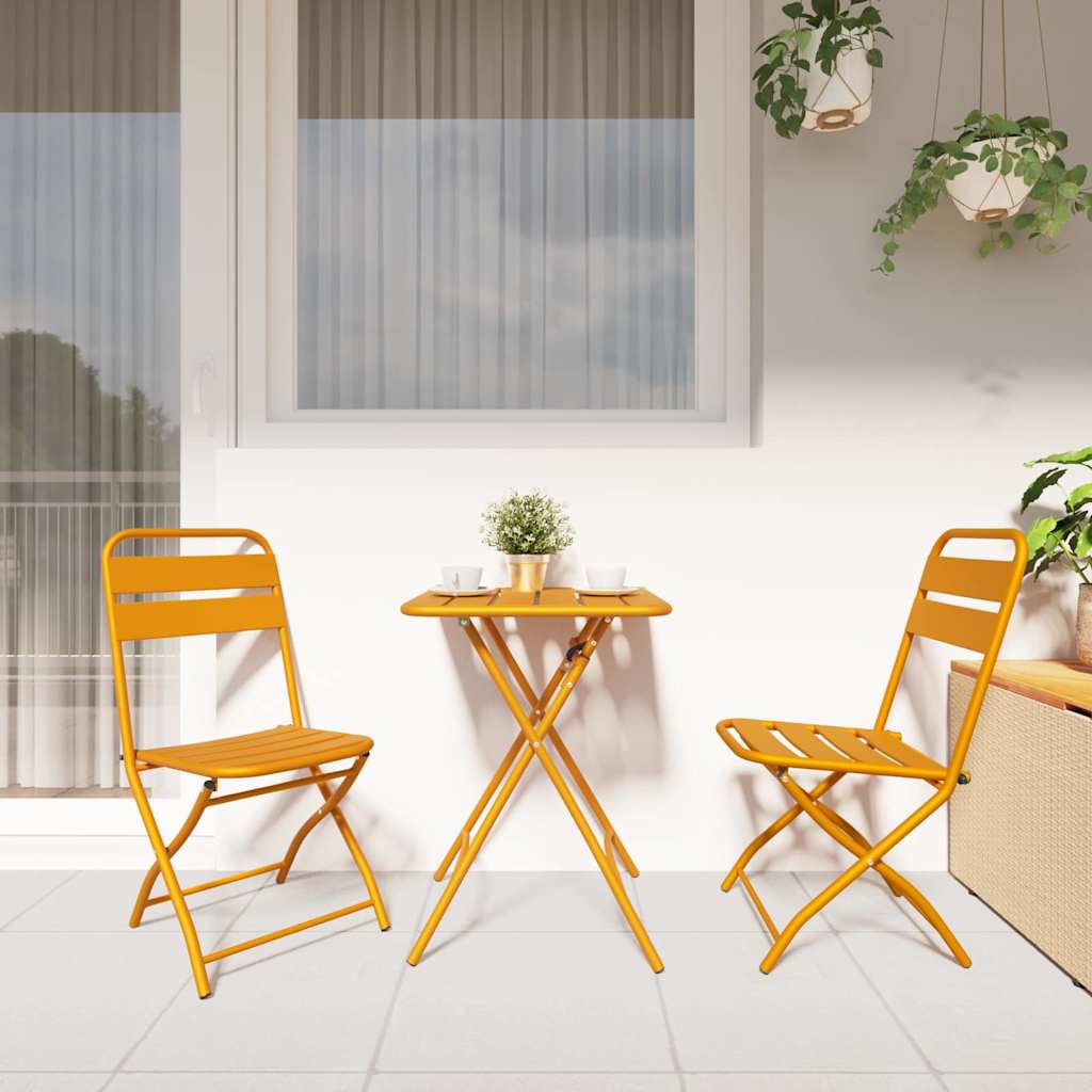 vidaXL Składane krzesło ogrodowe 2 pcs Musztardowy 42 x 52 x 82cm