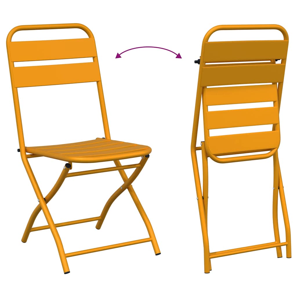 vidaXL Składane krzesło ogrodowe 2 pcs Musztardowy 42 x 52 x 82cm
