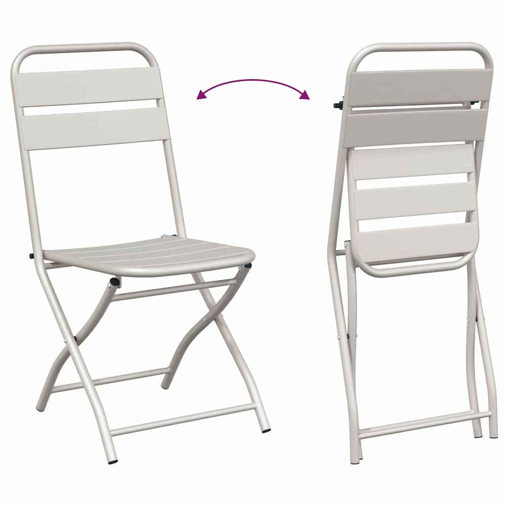 vidaXL Składane krzesło ogrodowe 2 pcs Beżowy 42 x 52 x 82cm