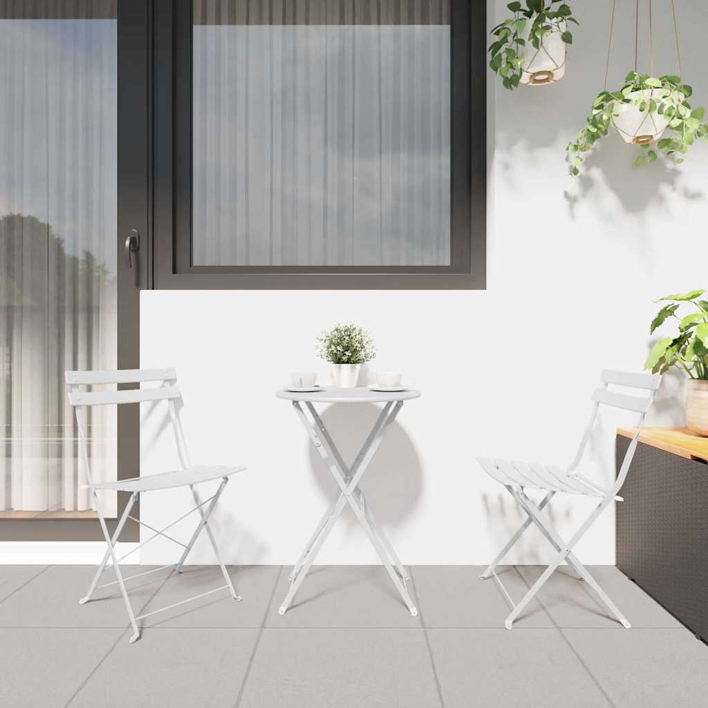 vidaXL Składane krzesło ogrodowe 2 pcs Biały 42 x 46 x 82 cm Metal