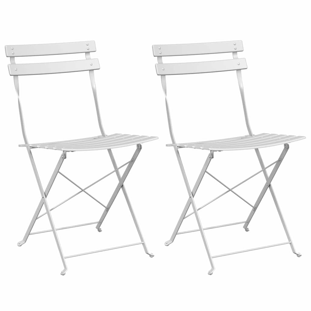 vidaXL Składane krzesło ogrodowe 2 pcs Biały 42 x 46 x 82 cm Metal