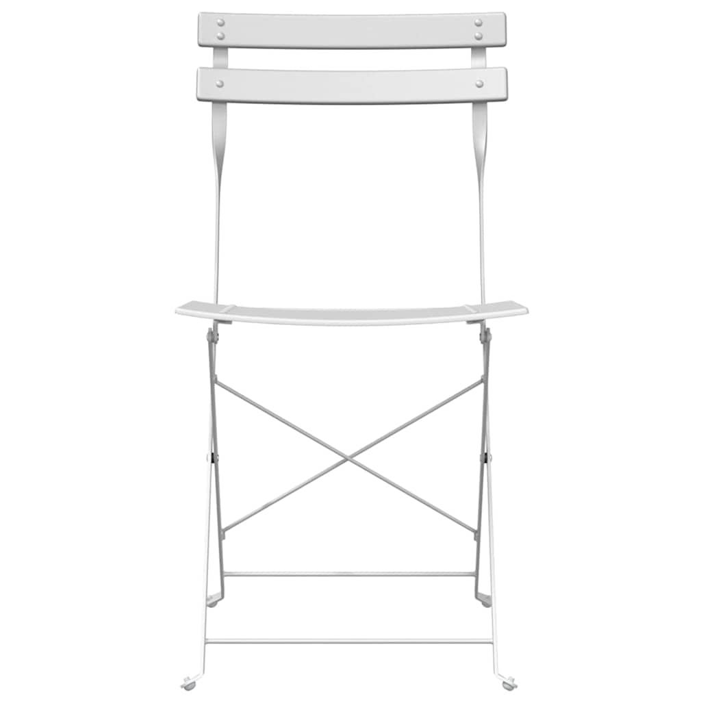 vidaXL Składane krzesło ogrodowe 2 pcs Biały 42 x 46 x 82 cm Metal
