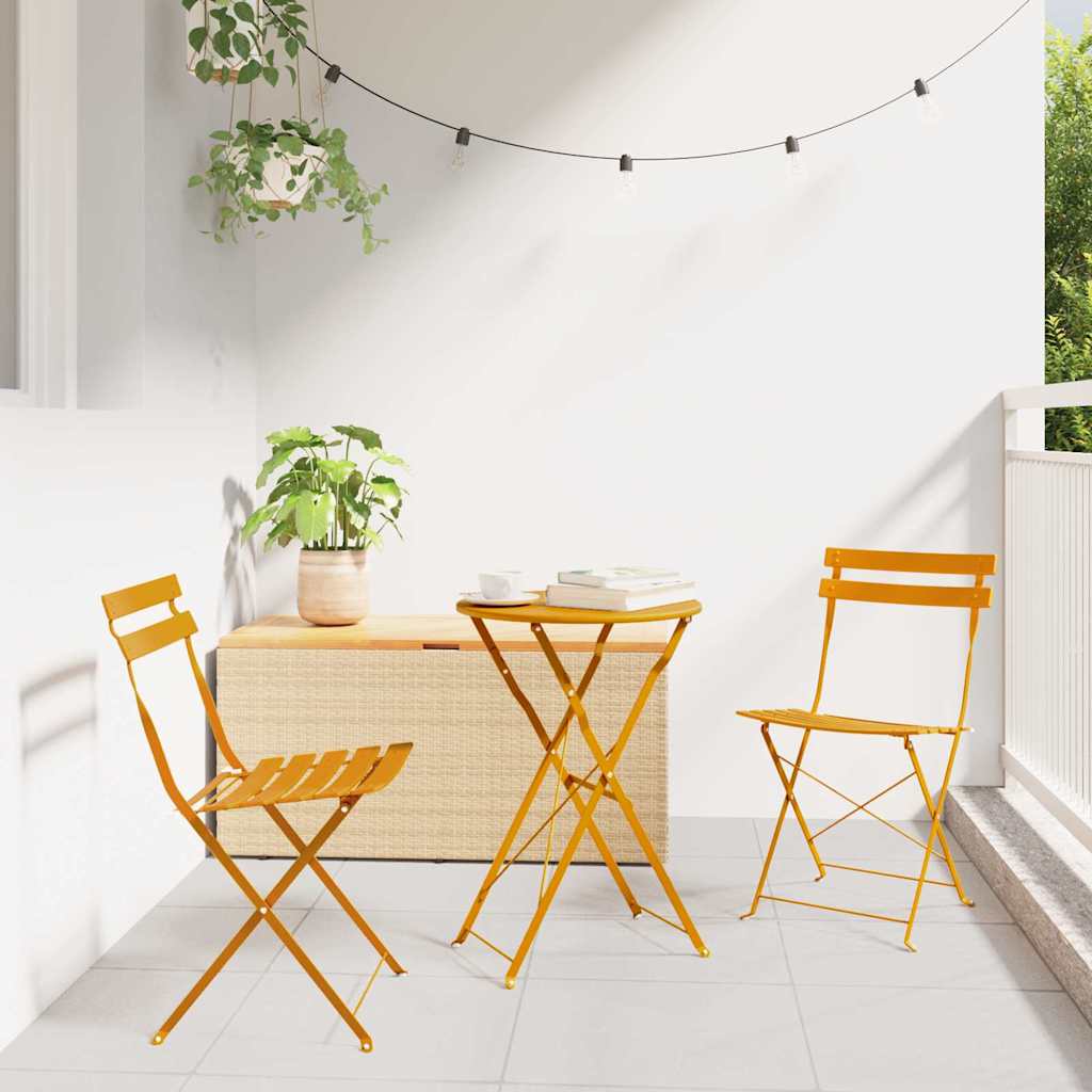 vidaXL Składane krzesło ogrodowe 2 pcs Musztardowy 42 x 46 x 82 cm
