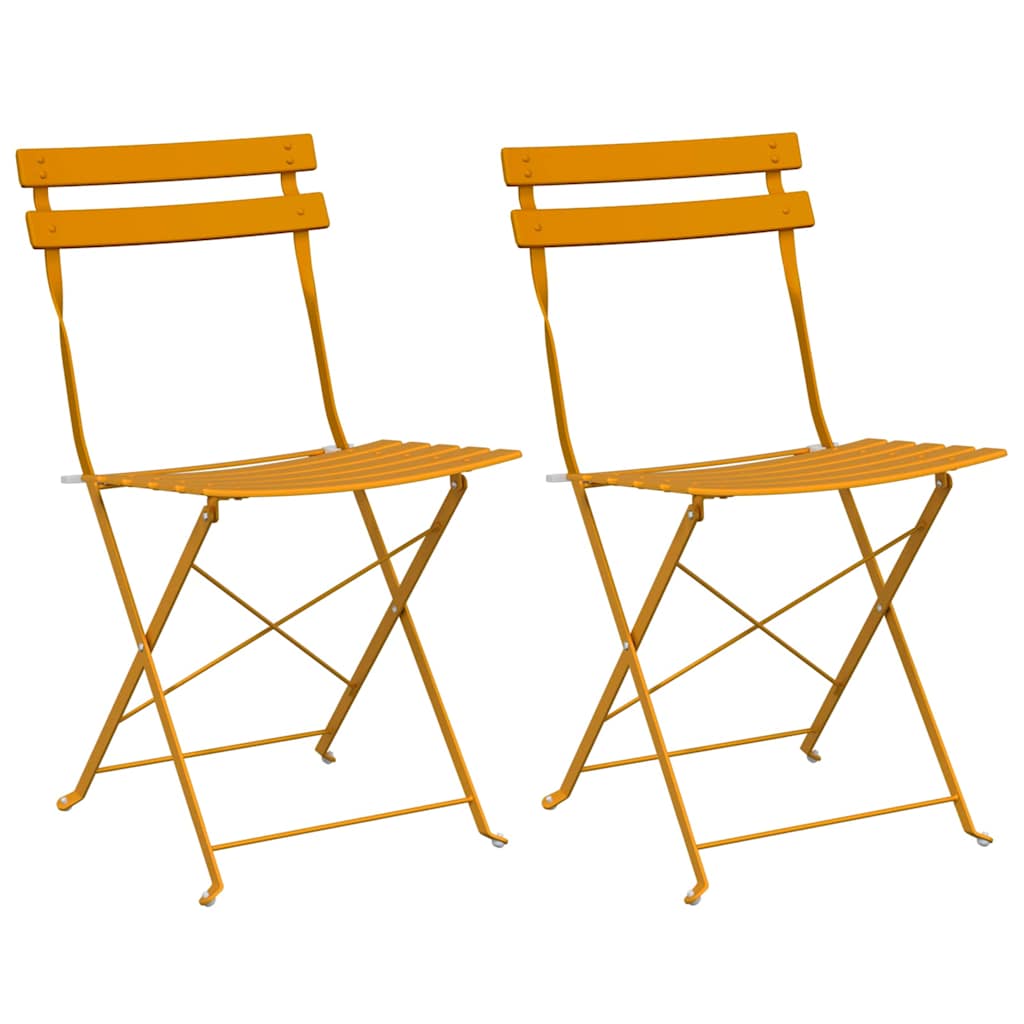 vidaXL Składane krzesło ogrodowe 2 pcs Musztardowy 42 x 46 x 82 cm