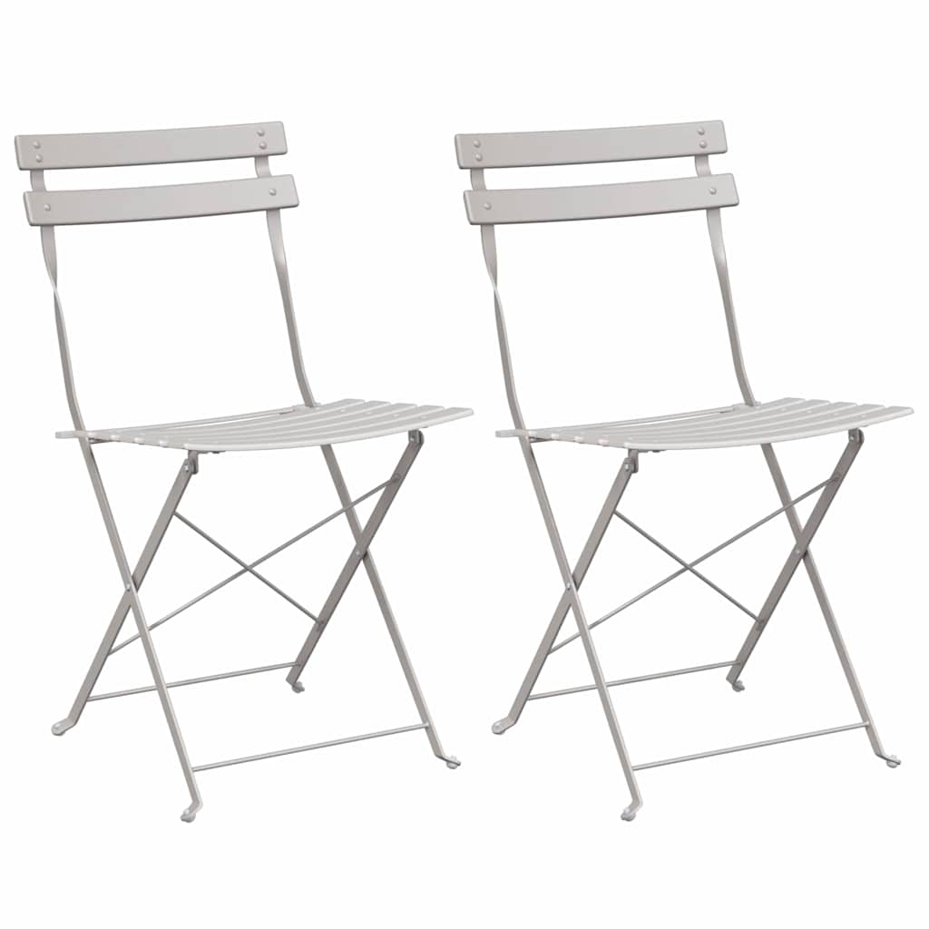 vidaXL Składane krzesło ogrodowe 2 pcs Beżowy 42 x 46 x 82 cm Metal