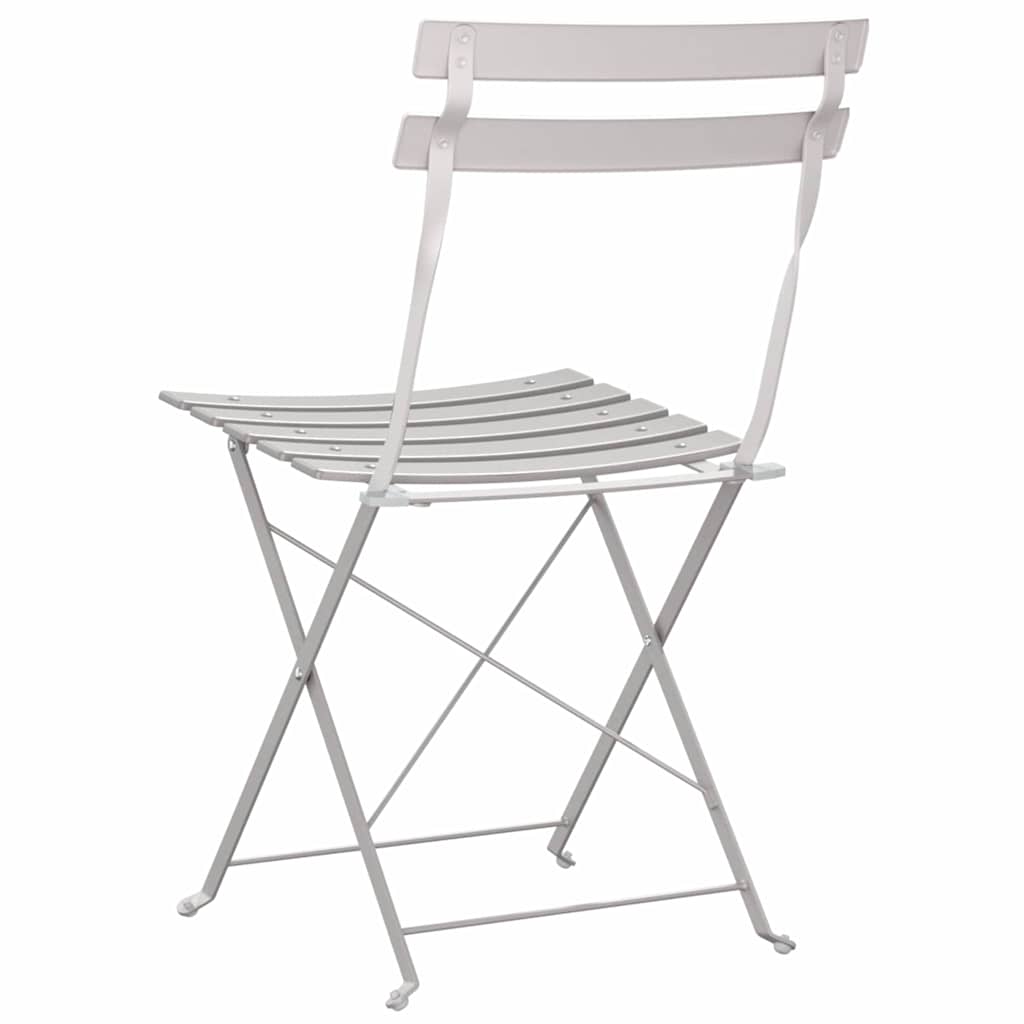 vidaXL Składane krzesło ogrodowe 2 pcs Beżowy 42 x 46 x 82 cm Metal