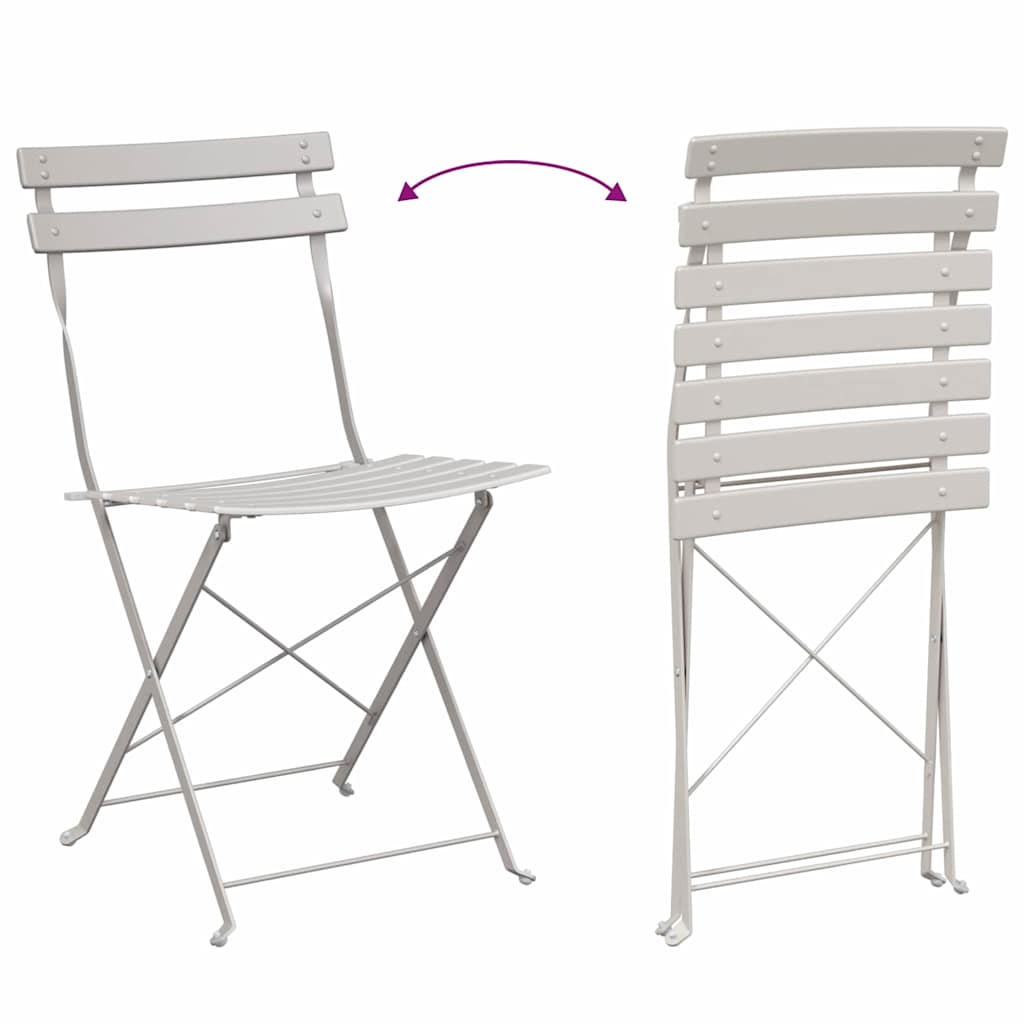 vidaXL Składane krzesło ogrodowe 2 pcs Beżowy 42 x 46 x 82 cm Metal
