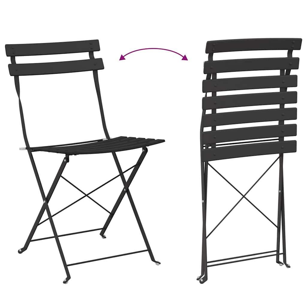 vidaXL Składane krzesło ogrodowe 2 pcs Antracyt 42 x 46 x 82 cm Metal