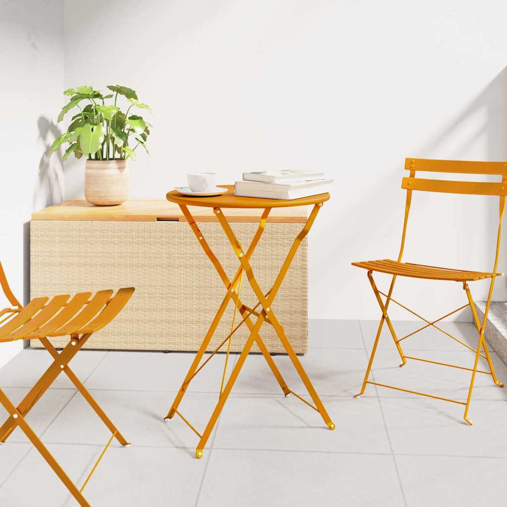 vidaXL Stolik bistro Musztardowy Ø 50 x 71 cm Stal malowana proszkowo