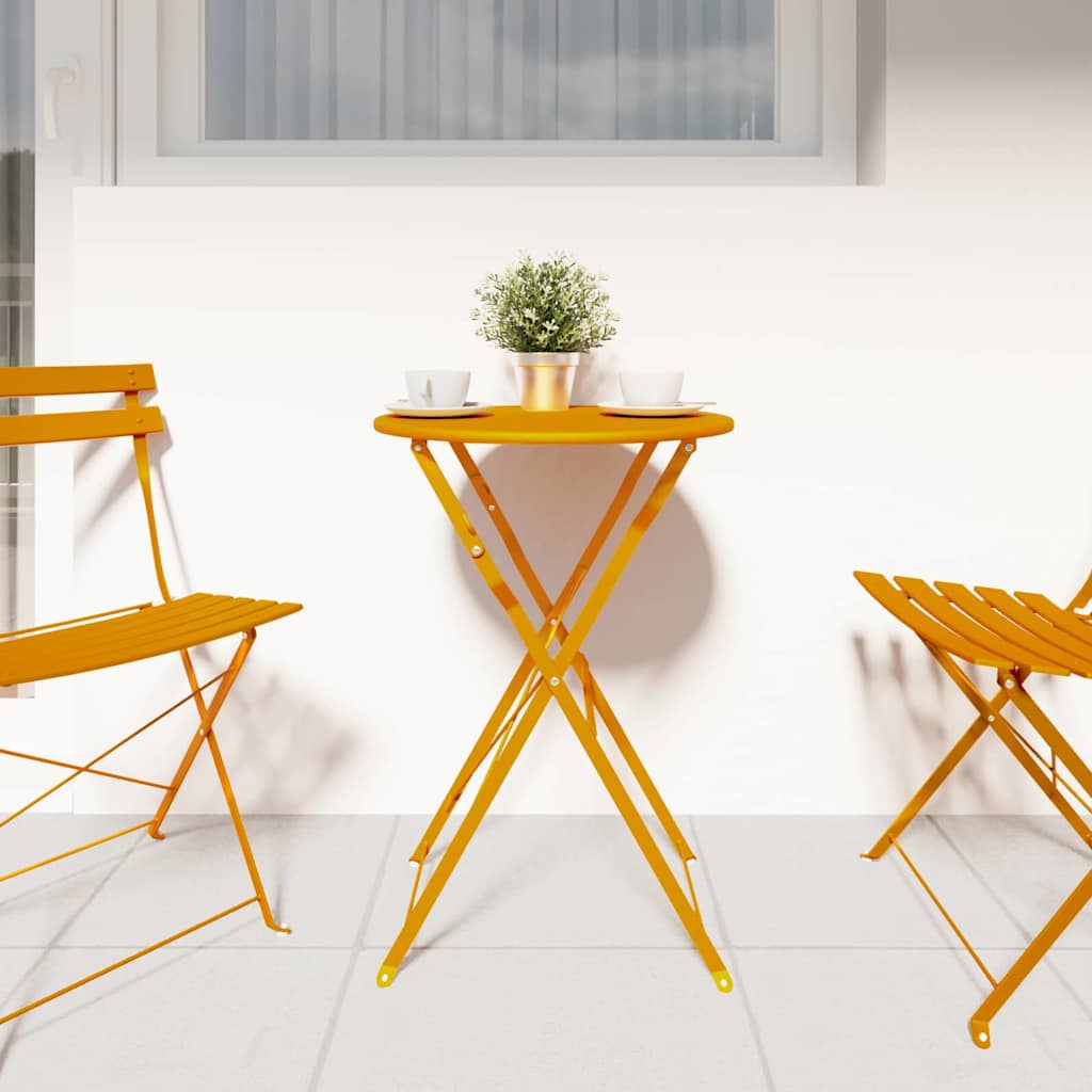 vidaXL Stolik bistro Musztardowy Ø 50 x 71 cm Stal malowana proszkowo