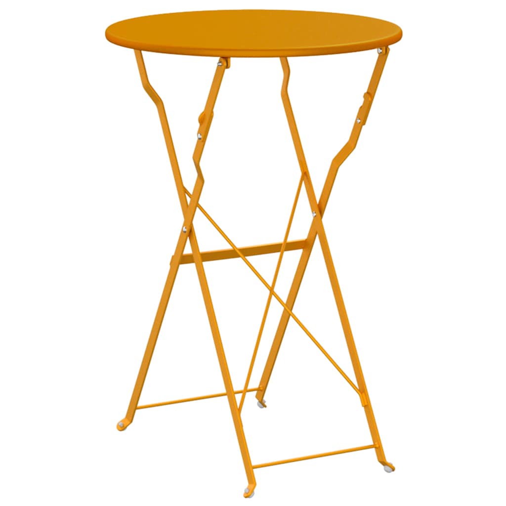 vidaXL Stolik bistro Musztardowy Ø 50 x 71 cm Stal malowana proszkowo