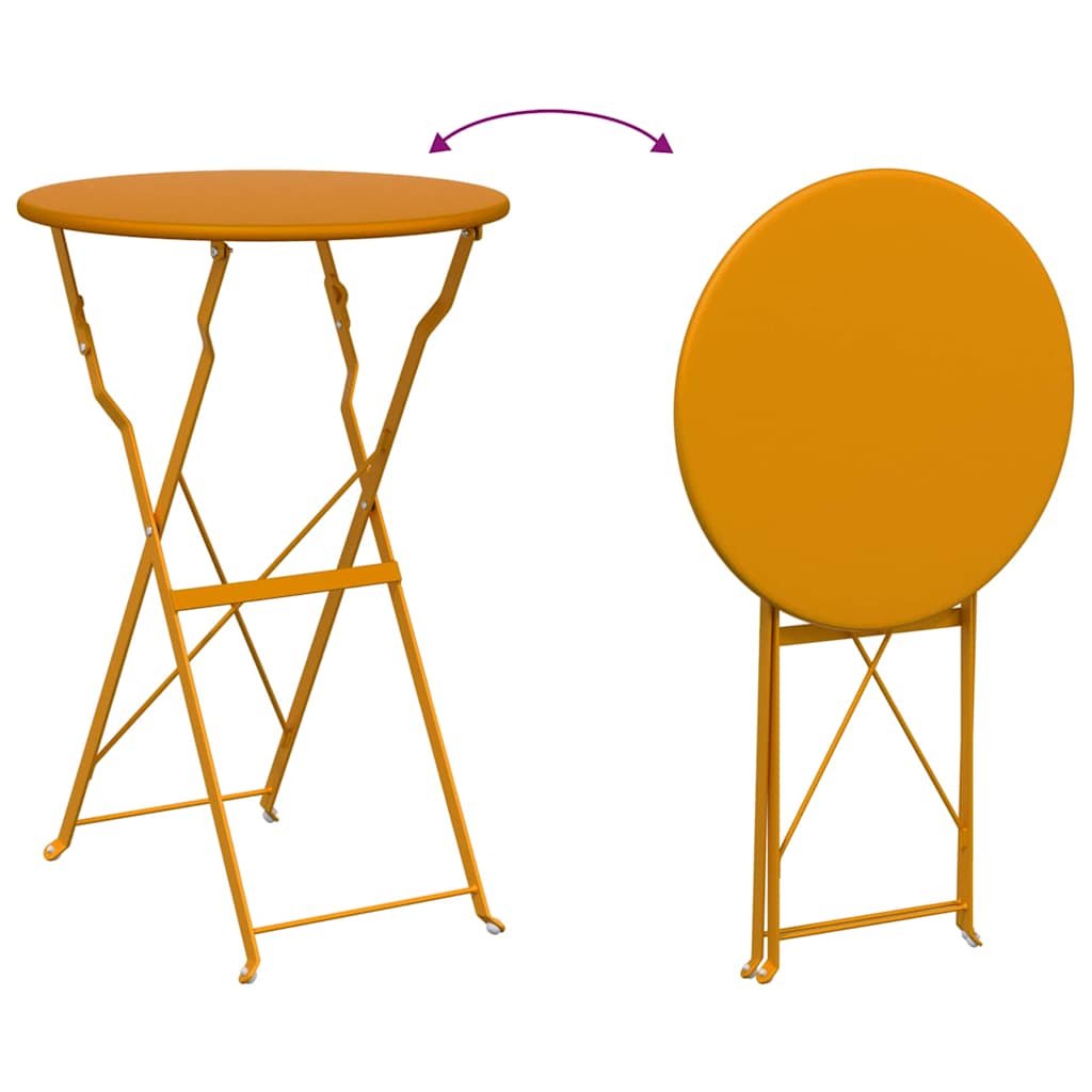 vidaXL Stolik bistro Musztardowy Ø 50 x 71 cm Stal malowana proszkowo