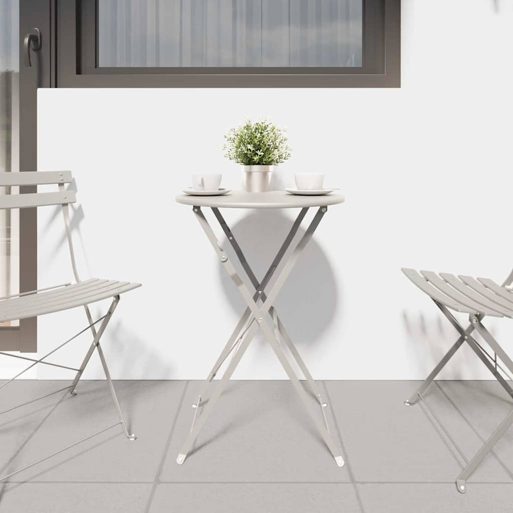vidaXL Stolik bistro Beżowy Ø 50 x 71 cm Stal malowana proszkowo