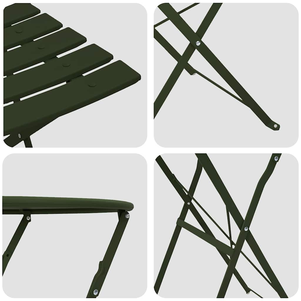 vidaXL Składany zestaw bistro 3 pcs Las Stal