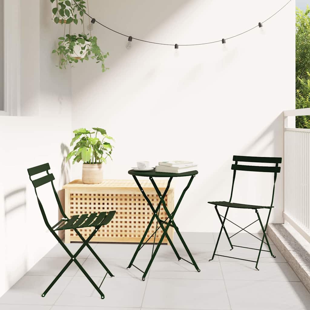 vidaXL Składany zestaw bistro 3 pcs Las Stal