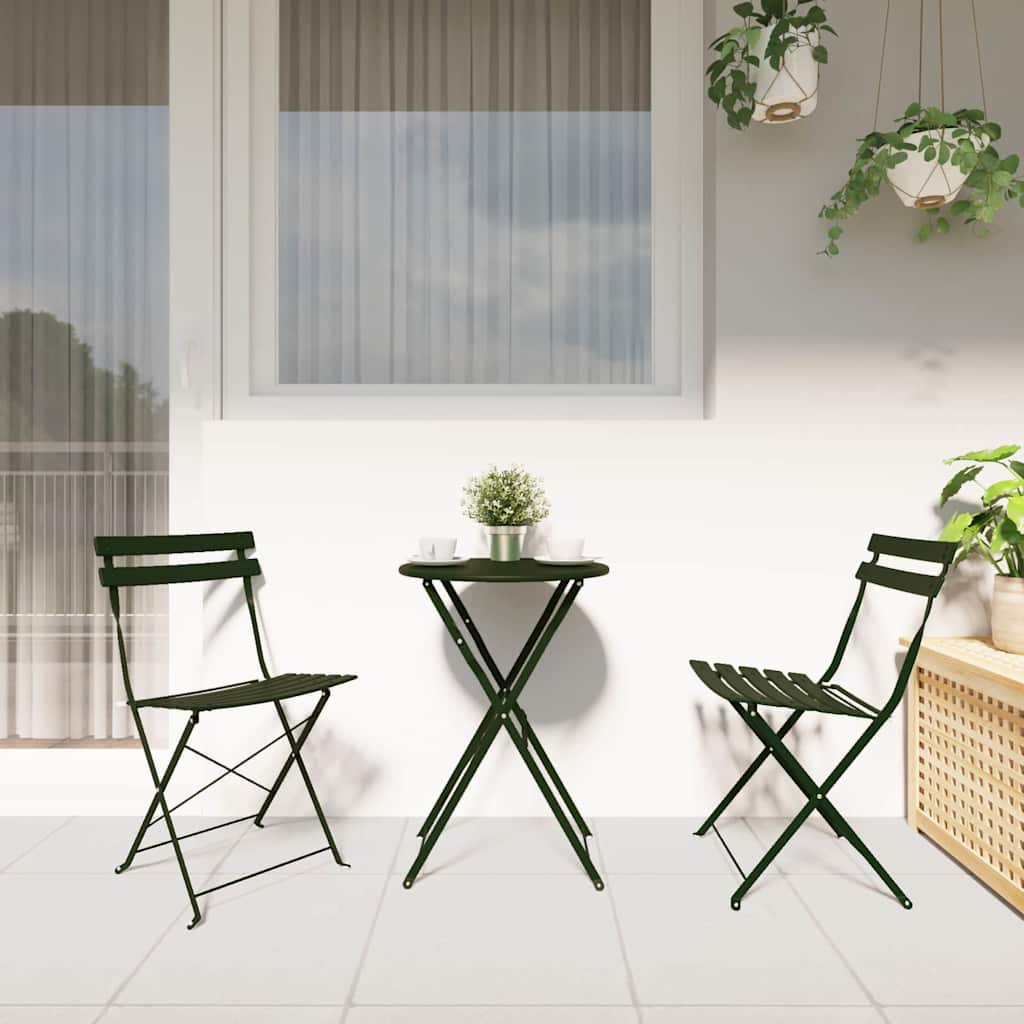 vidaXL Składany zestaw bistro 3 pcs Las Stal