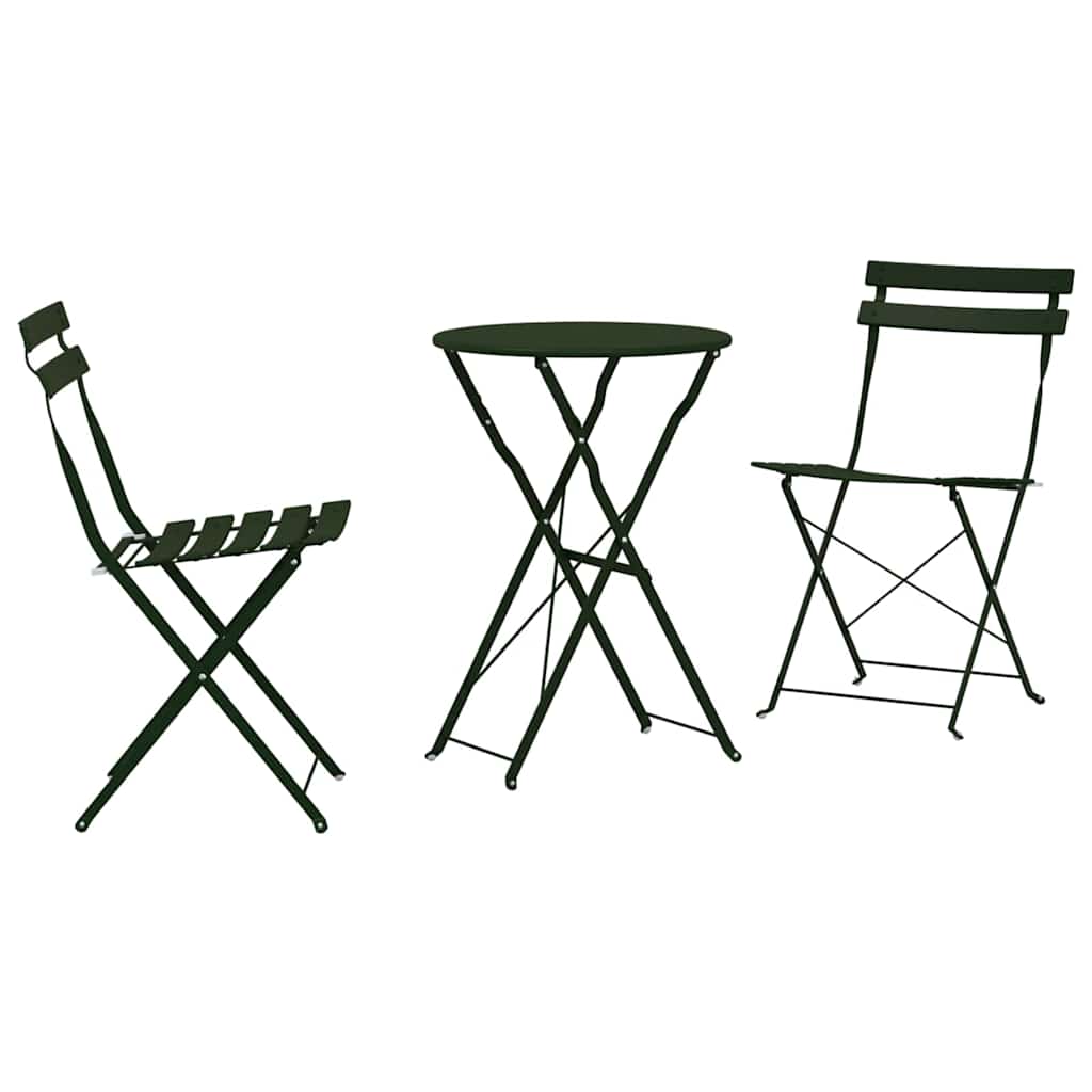 vidaXL Składany zestaw bistro 3 pcs Las Stal