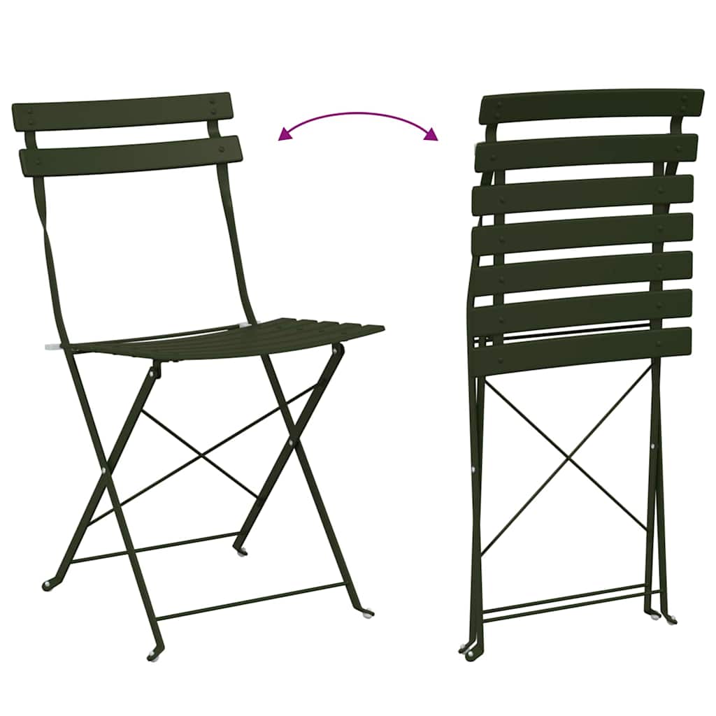 vidaXL Składany zestaw bistro 3 pcs Las Stal