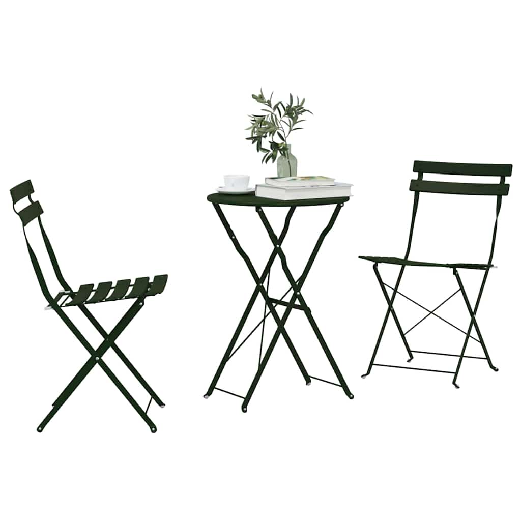 vidaXL Składany zestaw bistro 3 pcs Las Stal