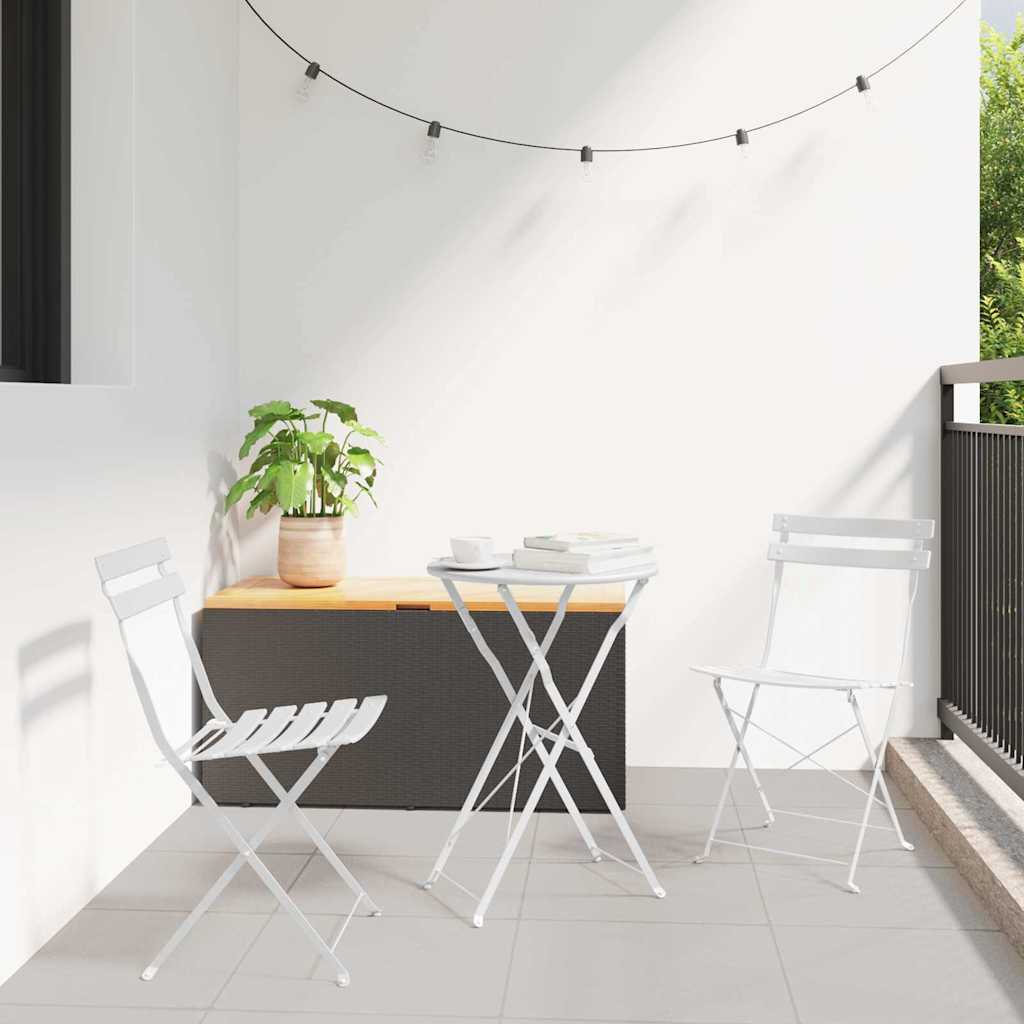 vidaXL Składany zestaw bistro 3 pcs Biały Stal