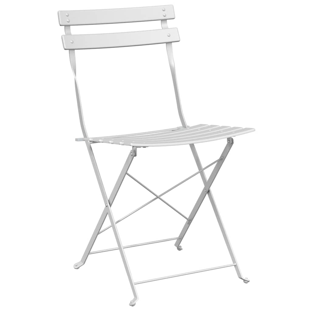 vidaXL Składany zestaw bistro 3 pcs Biały Stal