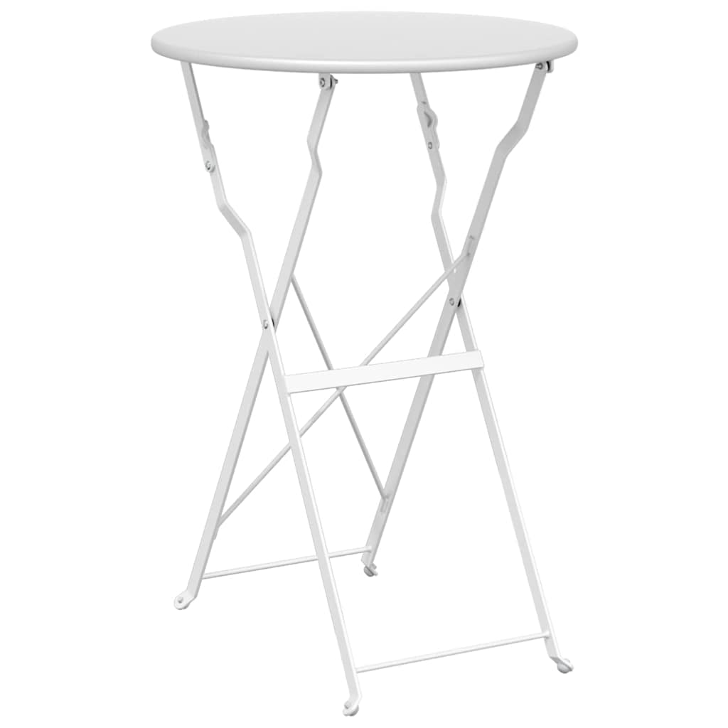vidaXL Składany zestaw bistro 3 pcs Biały Stal