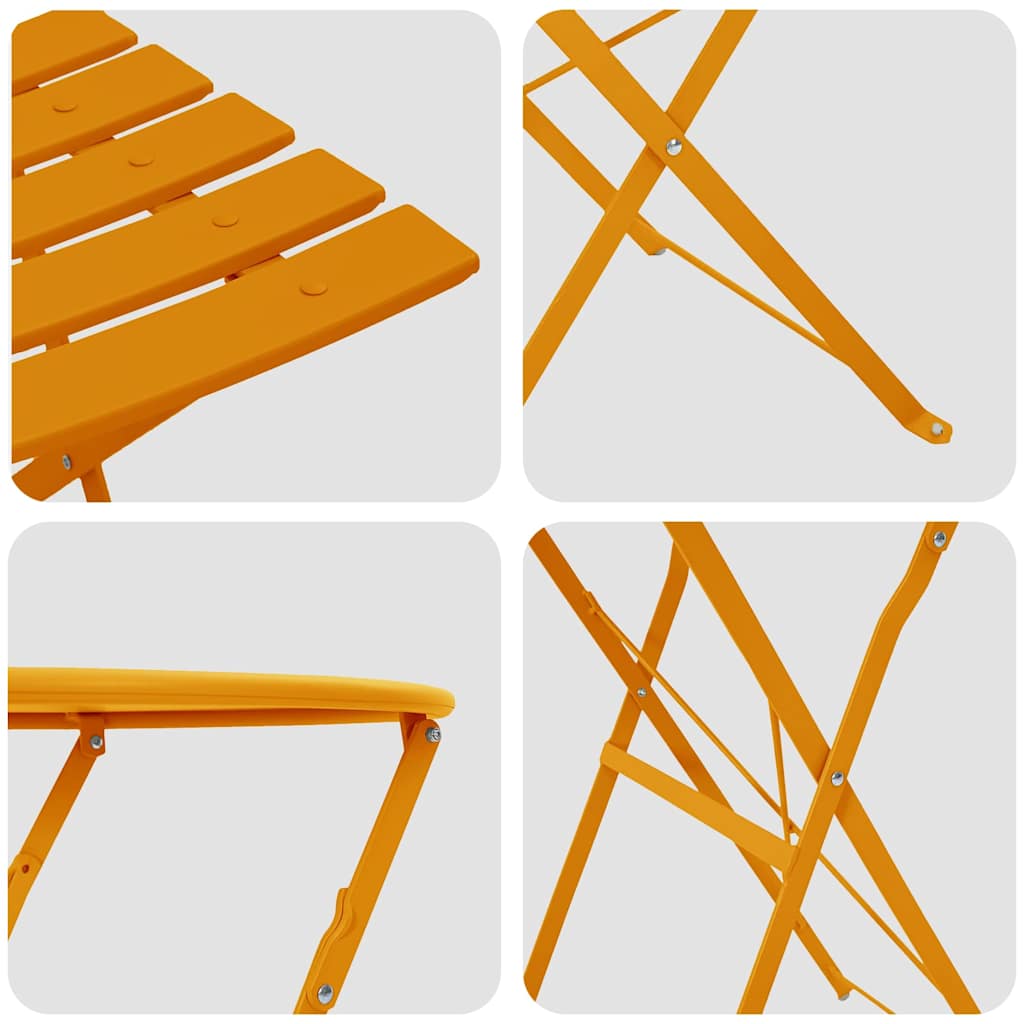 vidaXL Składany zestaw bistro 3 pcs Musztardowy Stal