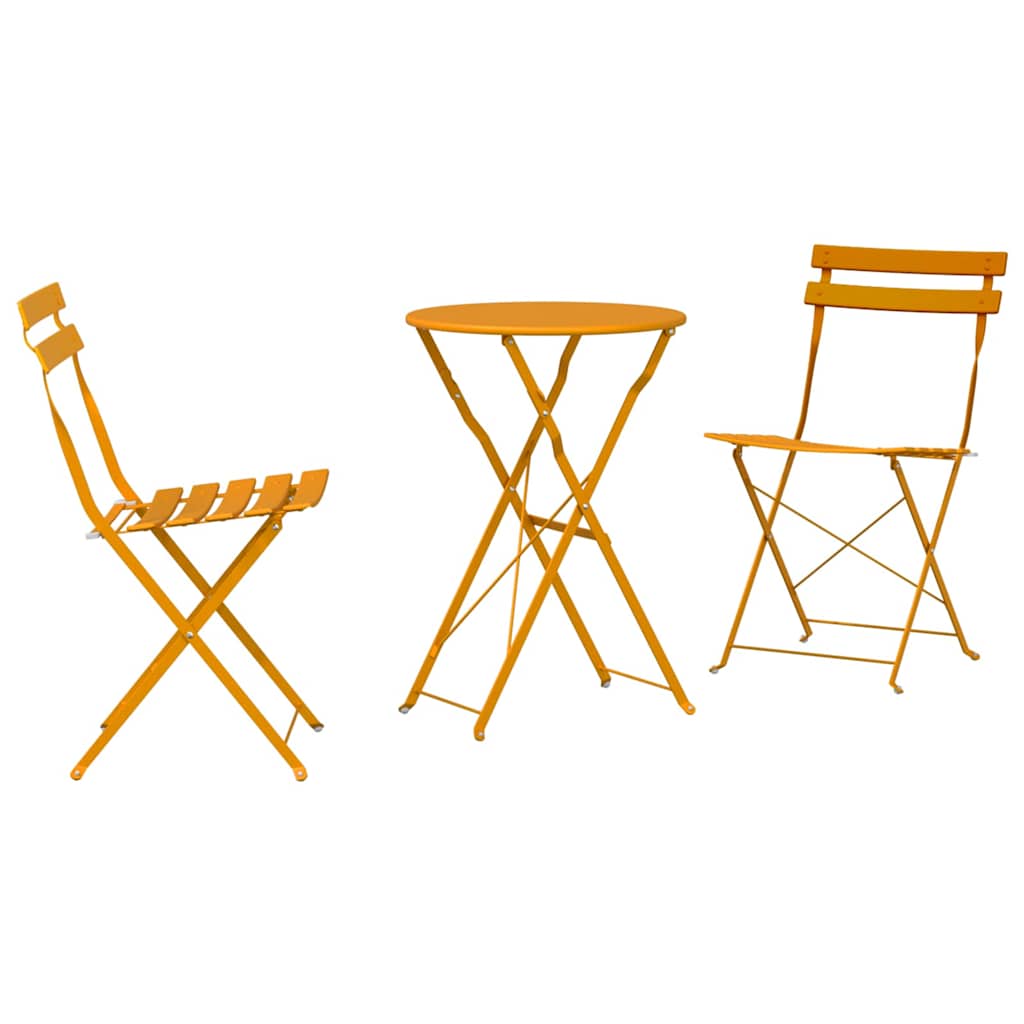 vidaXL Składany zestaw bistro 3 pcs Musztardowy Stal