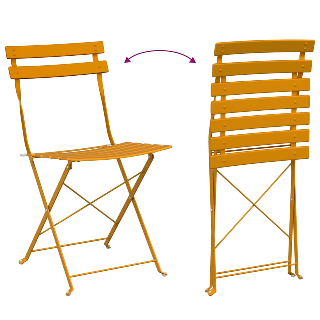 vidaXL Składany zestaw bistro 3 pcs Musztardowy Stal