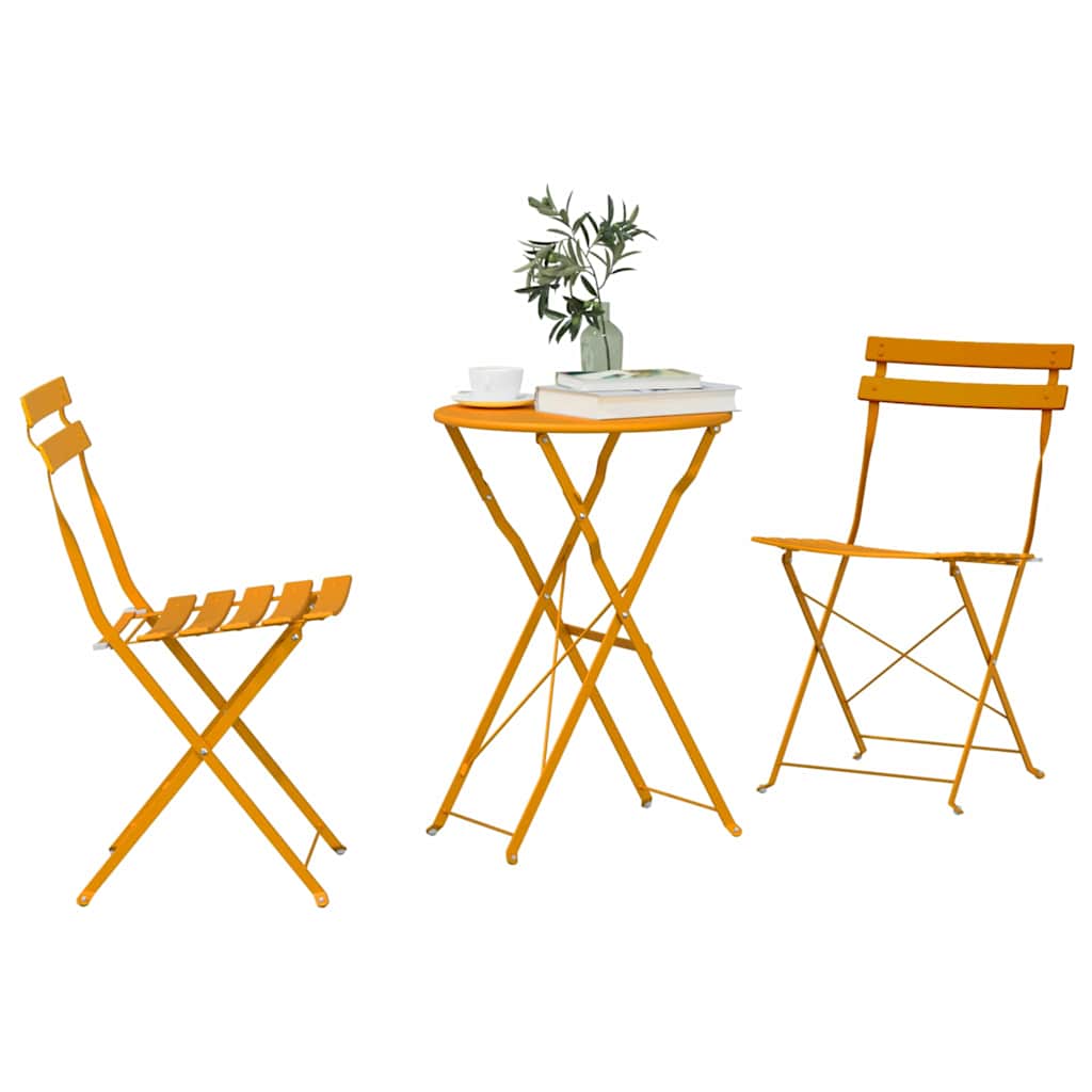 vidaXL Składany zestaw bistro 3 pcs Musztardowy Stal